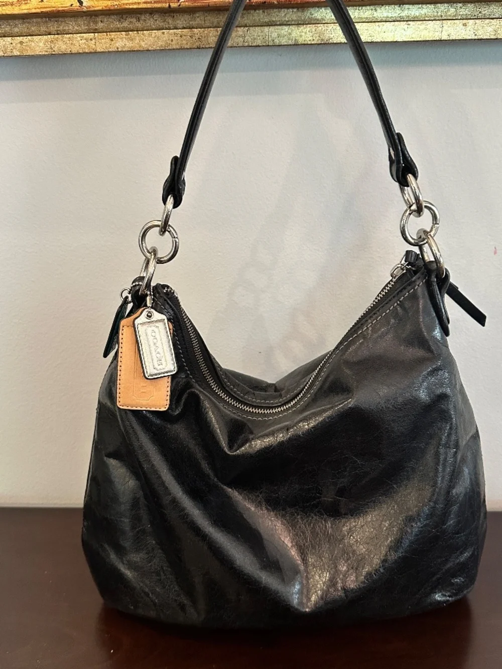 Y2K Coach Distressed Leather Double Pockets Limited Edition Shoulder Bag 19768